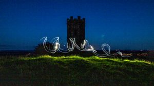 Light painting Folly Tower Monmouthshire