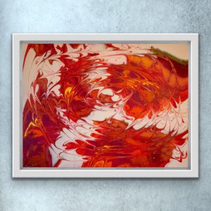 Acrylic pour teal gold