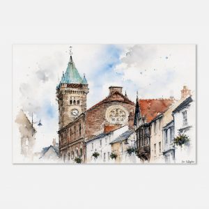 Old Abergavenny Market Hall Fine Line and Watercolour Print
